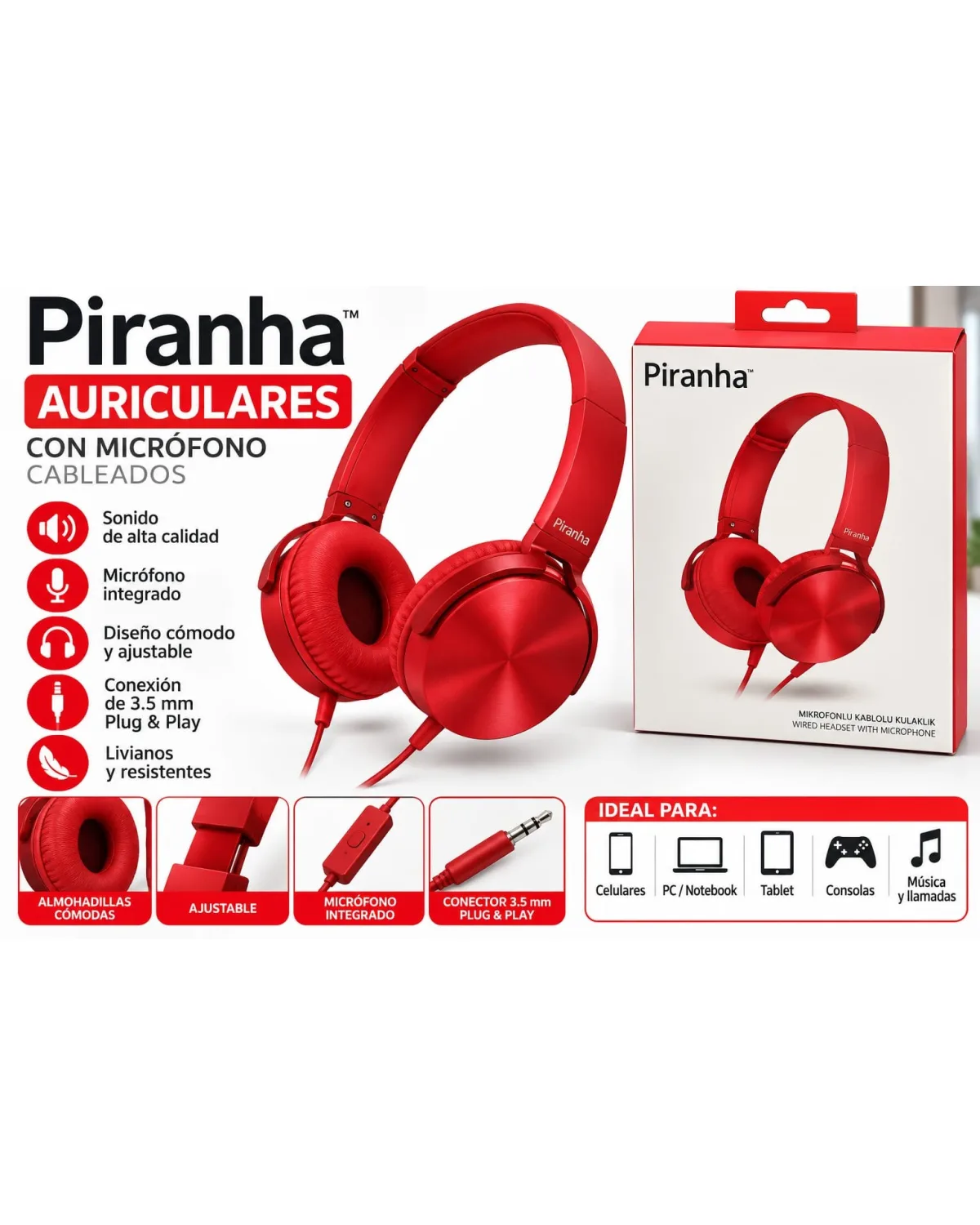 Auriculares Vincha TODOS LOS COMUNES (NO BLUETOOTH)
