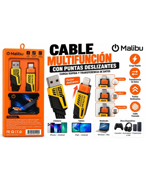 Cable usb MALIBU Puntas Intercambiables