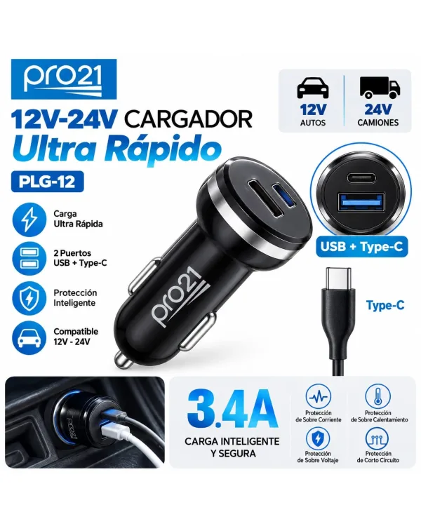 Cargador Para AUTO PRO21 3.4 CON CABLE
