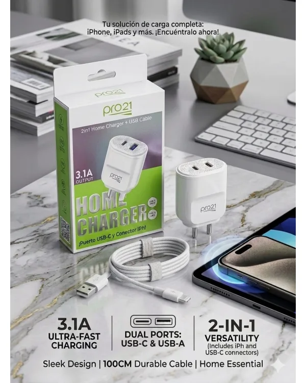 Cargador PRO21 3.1 IPHONE (caja verde)