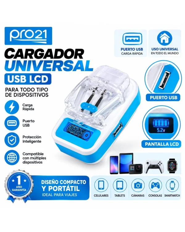 Cargador Universal lcd usb pro21 o otras marcas