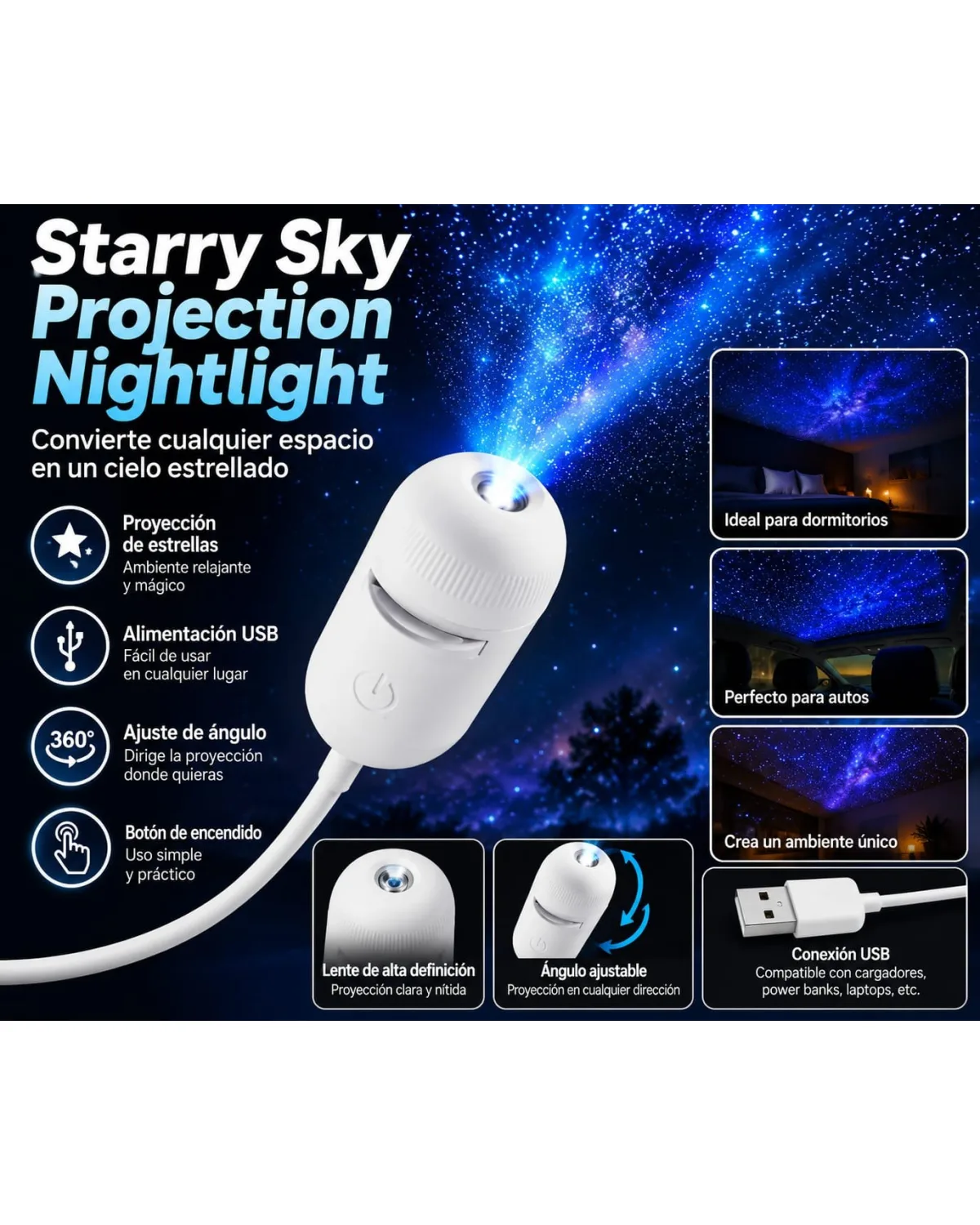 Lampara proyector Luna o Planetas